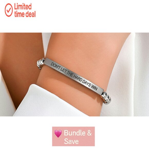 Stainless Steel Beaded Cross Bracelet with Bible Verse, Adjustable Fit - Picture 8 of 8